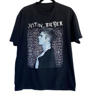 Justin Bieber Purpose World Tour 2016 Graphic T-Shirt Black Mens Size Medium